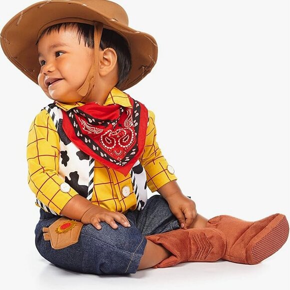 Disney Toy Story Woody Costume Full Set Baby Boy 3m 6m Cowboy Hat Pants Shirt - Picture 2 of 5